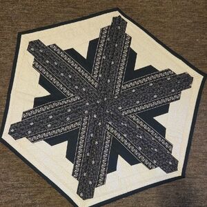 Black & Cream Starpoint Table Topper - Quilted Home Dining Accent